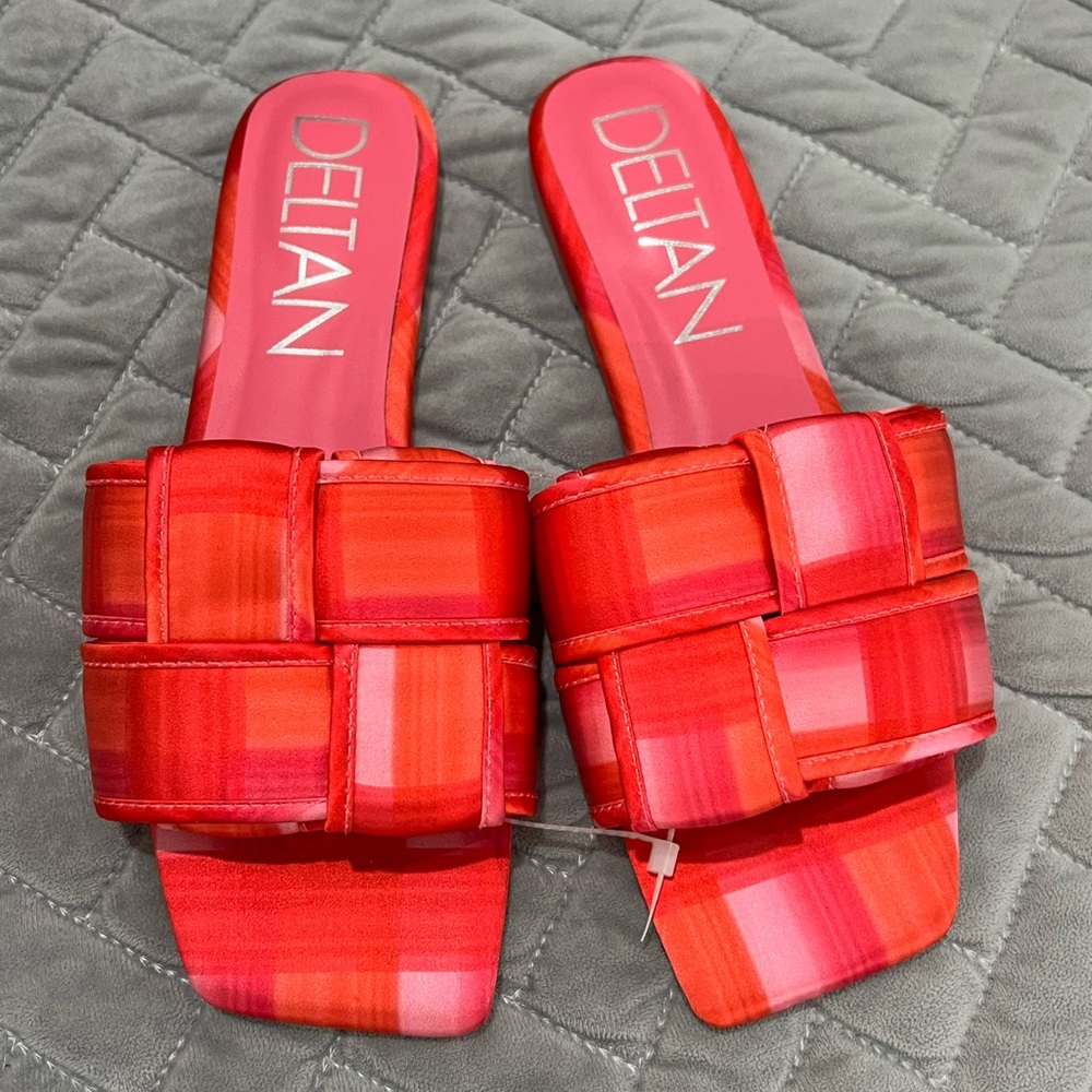 Deltan Red Slide Sandals Size 9.5